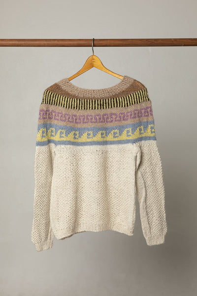 Llama wool sweater hand knitted