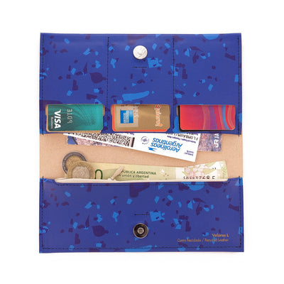 Dokumententasche oder Reisebriefhülle Charlie aus recyceltem Leder Feier Blau